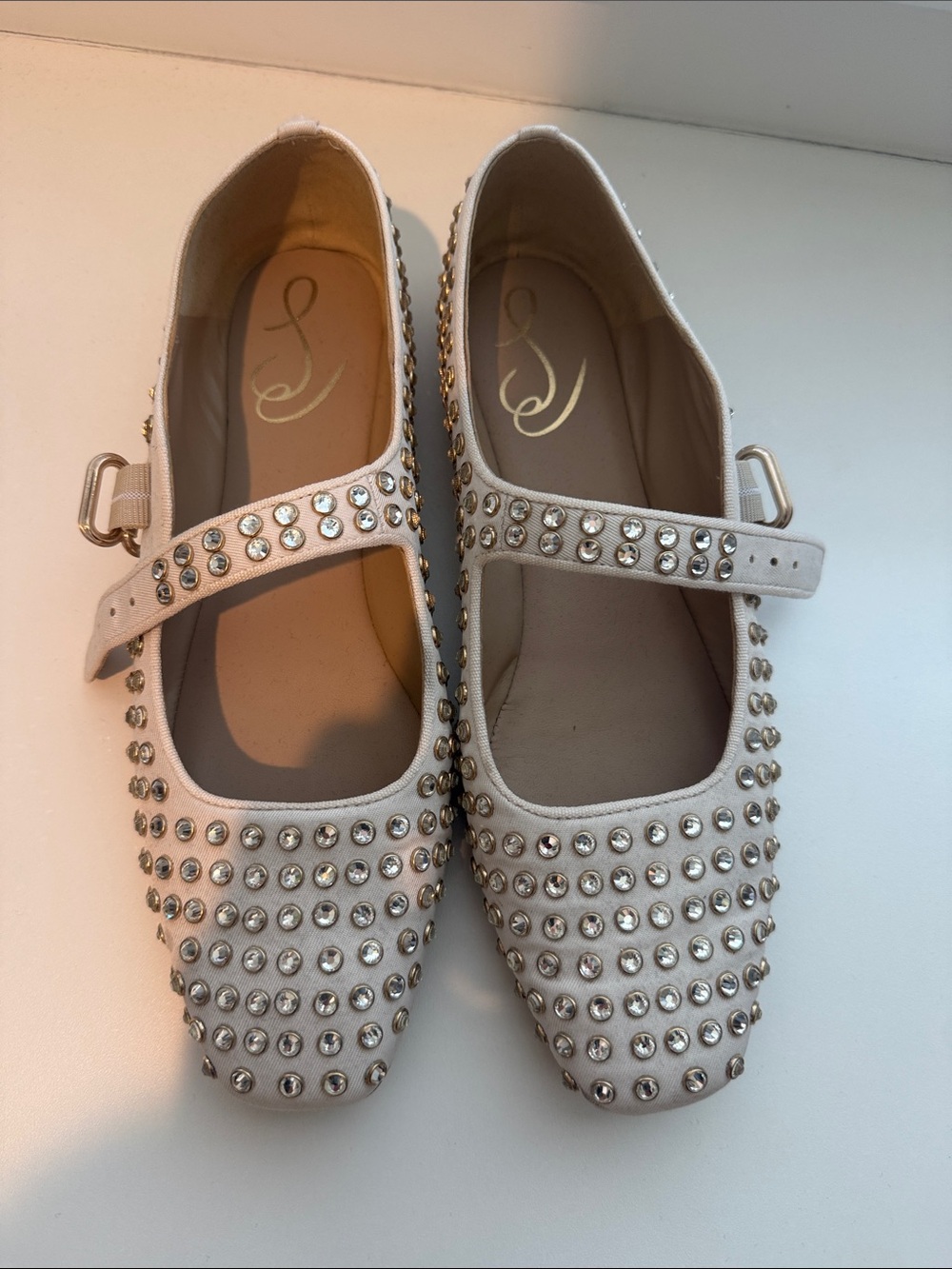 Sam Edelman Studded Ivory Mary Jane Flats